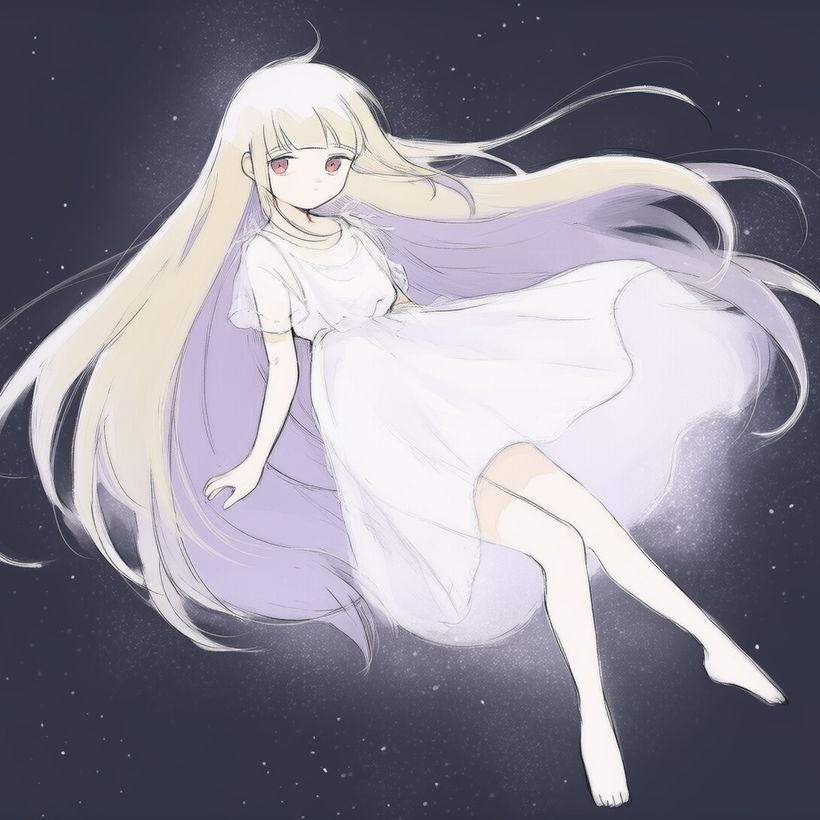 星空にただよう白いワンピースの少女