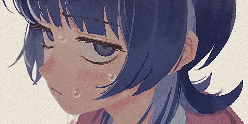 青い髪の少女の横顔